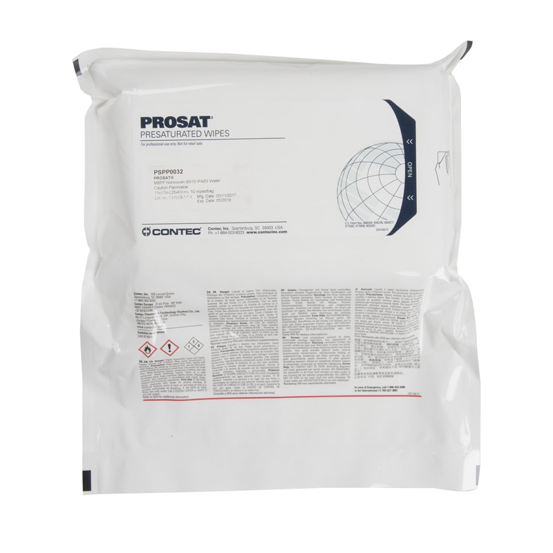 PROSAT® Paños de Polipropileno Meltblown 90% IPA/10% Agua DI